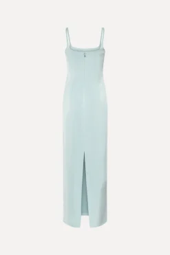 Satin Strap Maxi Dress Light Blue