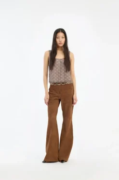 Scallop Sequin Top Taupe