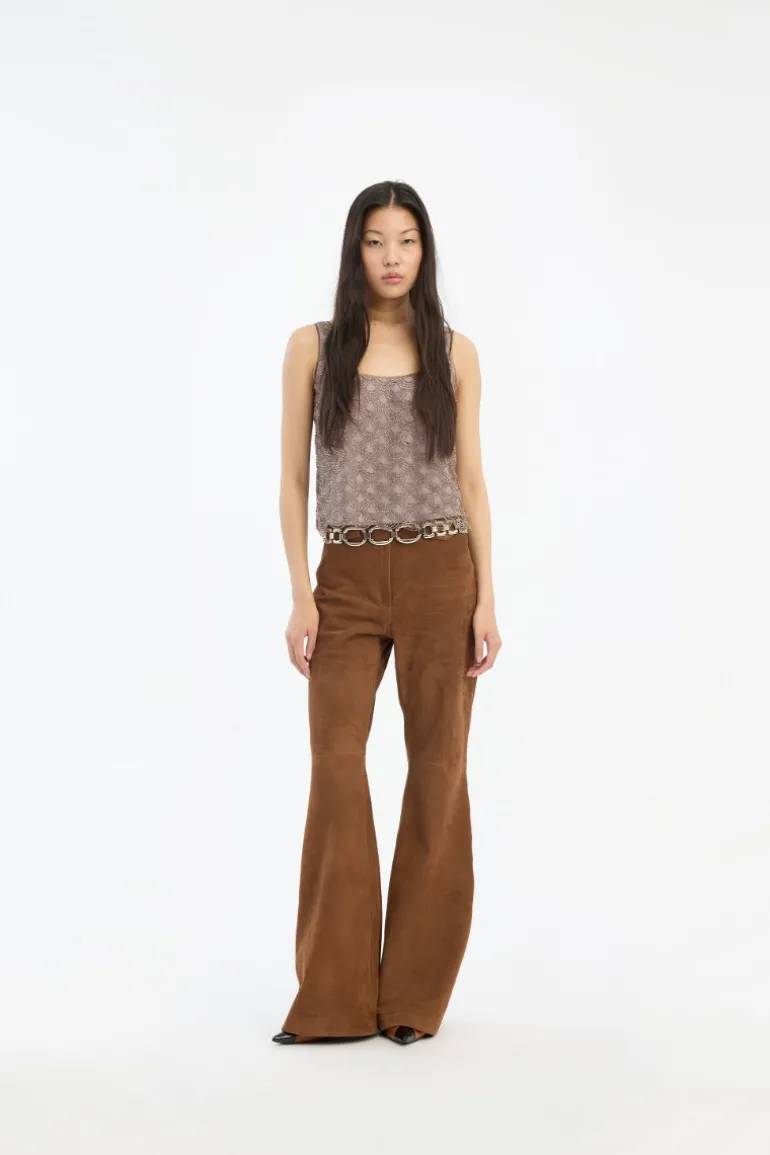 Scallop Sequin Top Taupe