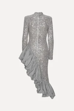 Sequin Asymmetric Dress Grey