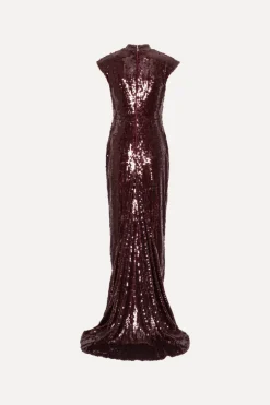 Sequin Cap Sleeve Dress Burgundy