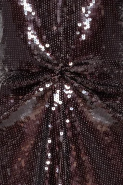 Sequin Dress W. Slit Dark Brown