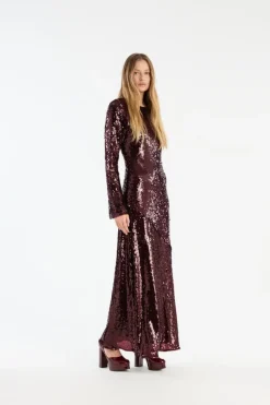 Sequin Maxi Dress Burgundy