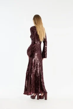 Sequin Maxi Dress Burgundy