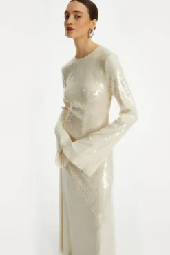 Sequin Maxi Dress White