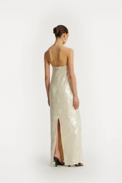 Sequin Maxi Dress White