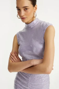 Sequin Midi Dress Purple