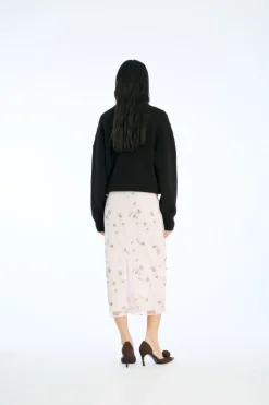 Sequin Midi Pencil Skirt Light Pink