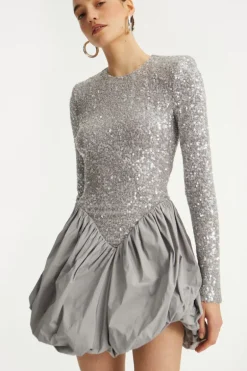 Sequin Mini Dress Grey