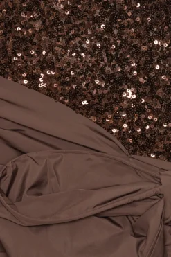 Sequins Bow Mini Dress Dark Brown