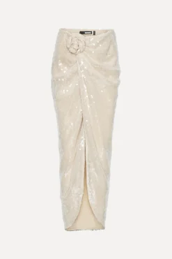 Sequins Knot Skirt Creme