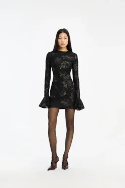 Sequins Ls Mini Dress Black