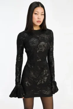 Sequins Ls Mini Dress Black