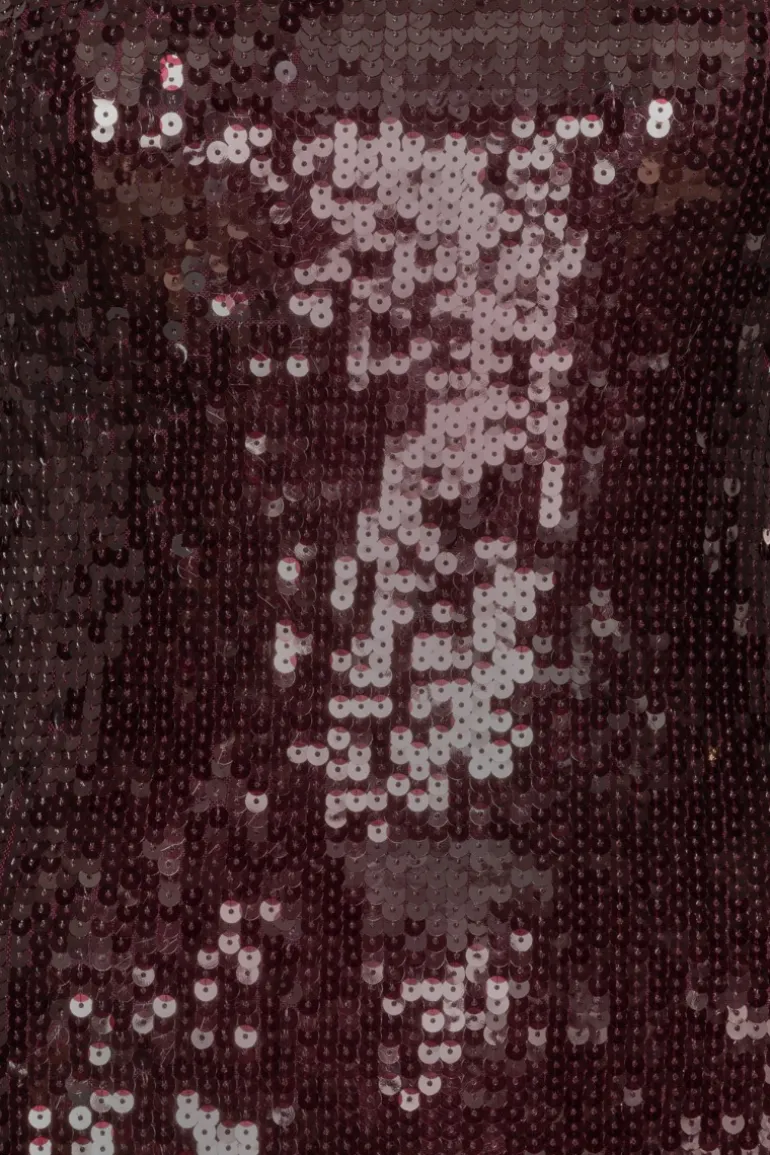 Sequins Ls Mini Dress Burgundy
