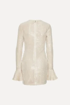 Sequins Ls Mini Dress Creme