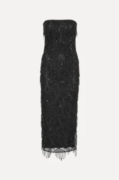 Sequins Midi Tube Dress Black
