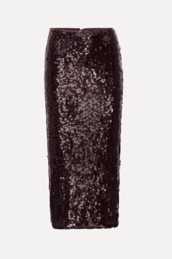 Sequins Pencil Skirt Burgundy