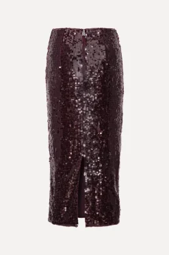 Sequins Pencil Skirt Burgundy