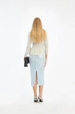 Sequins Pencil Skirt Light Blue