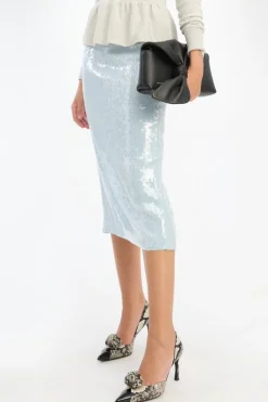 Sequins Pencil Skirt Light Blue