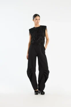 Sequins Sleeveless Top Black