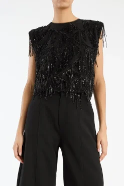 Sequins Sleeveless Top Black