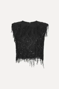 Sequins Sleeveless Top Black