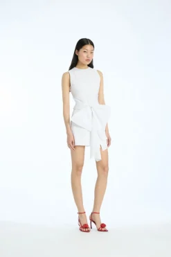 Sleeveless Dress W/ Bow Bright White