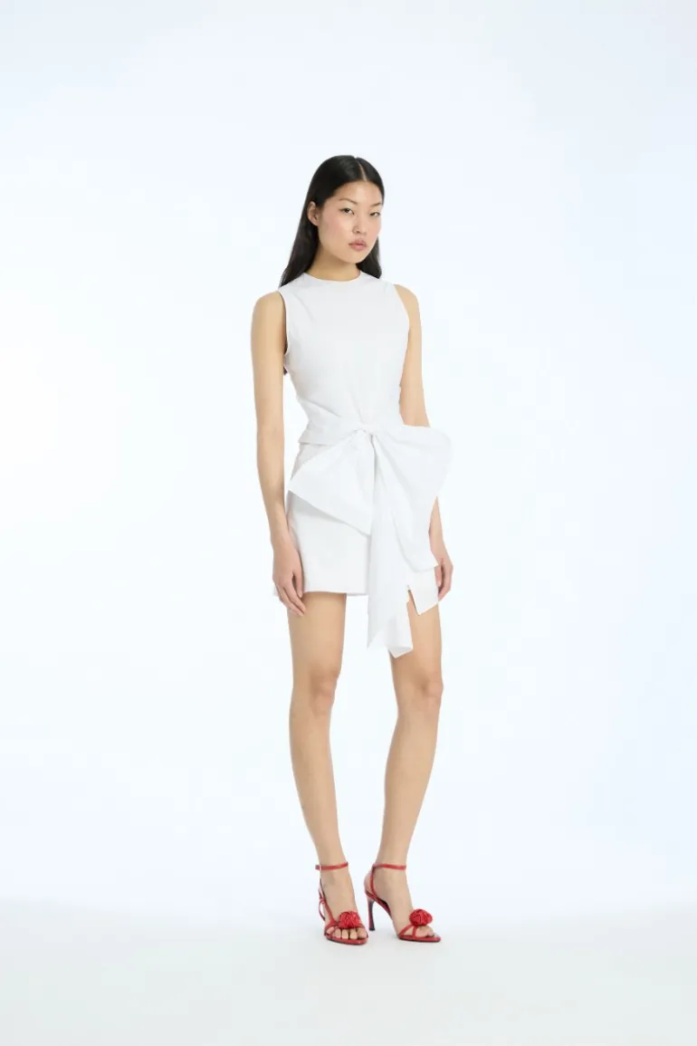 Sleeveless Dress W/ Bow Bright White