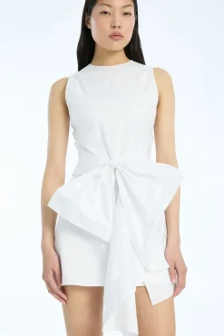 Sleeveless Dress W/ Bow Bright White