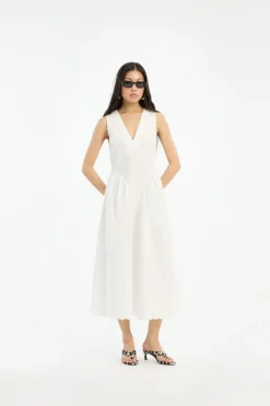 Sleeveless Midi Dress Bright White