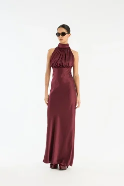 Sleeveless Silk Dress Burgundy
