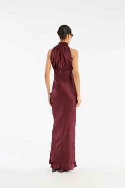 Sleeveless Silk Dress Burgundy