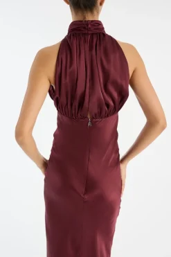 Sleeveless Silk Dress Burgundy