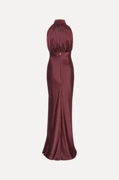 Sleeveless Silk Dress Burgundy