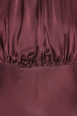 Sleeveless Silk Dress Burgundy