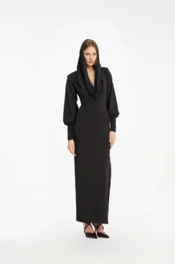 Slinky Hooded Dress Black
