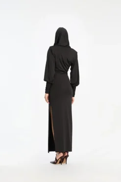 Slinky Hooded Dress Black