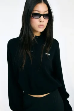 Slinky Knit Polo Black