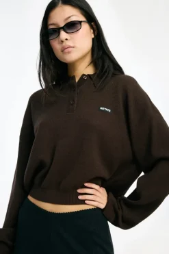 Slinky Knit Polo Dark Brown