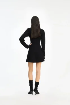 Slinky Knit Polo Dress Black
