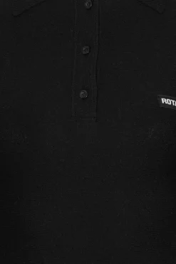 Slinky Knit Polo Dress Black