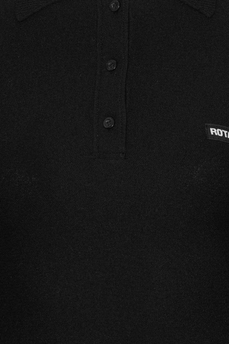 Slinky Knit Polo Dress Black