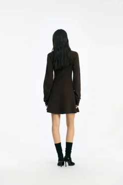 Slinky Knit Polo Dress Dark Brown