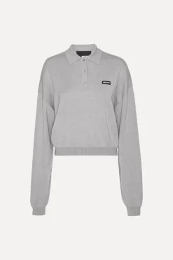 Slinky Knit Polo Light Grey