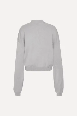 Slinky Knit Polo Light Grey