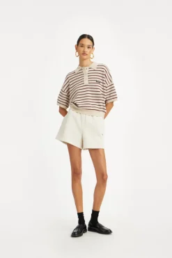 Slinky Knit Polo Striped Beige