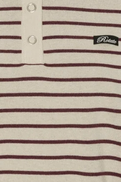 Slinky Knit Polo Striped Beige