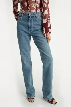 Straight Leg Jeans Blue Denim