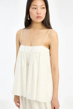 Striped Slip Top Bright White